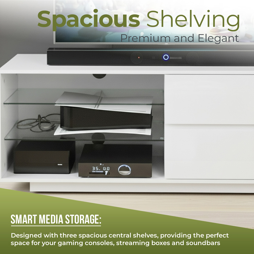 Centurion Supports Gallus 2 Drawer 3 Shelf Gloss White TV Unit Image 8