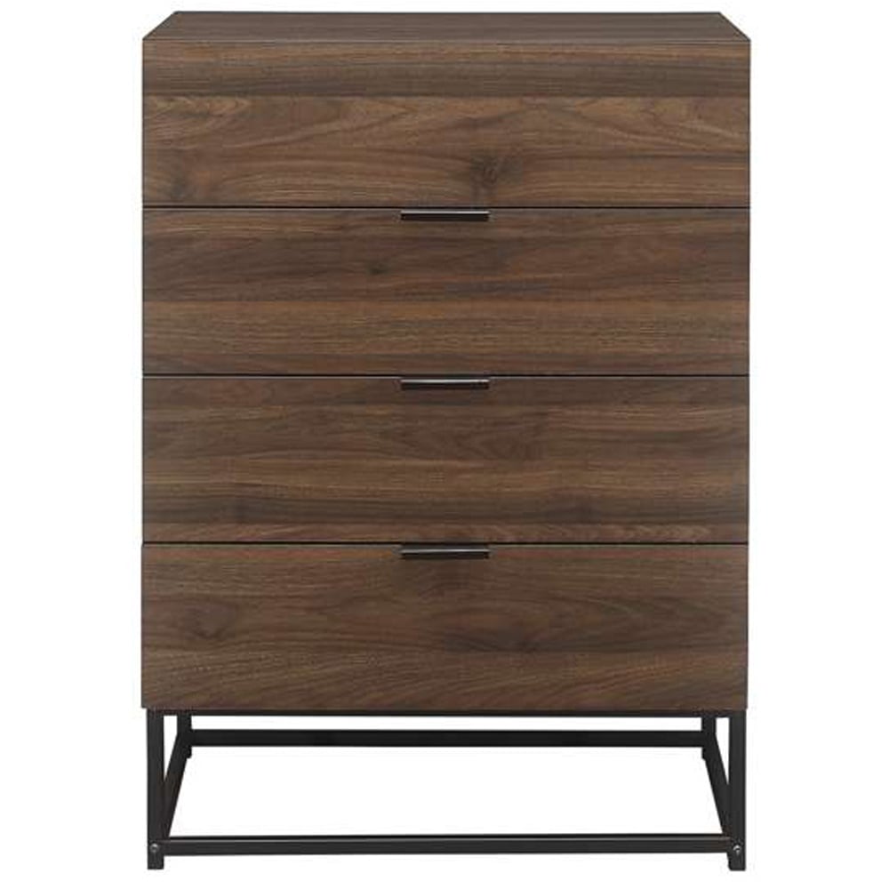 Houston 4 Drawer Walnut Wood Chest of Drawers Image 3