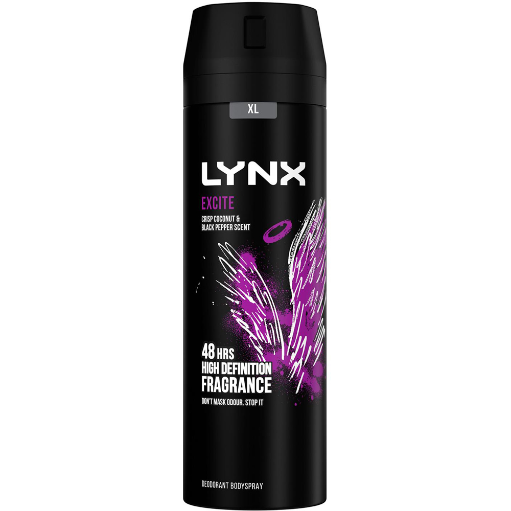 Lynx Excite Crisp Coconut and Black Pepper 48H Protection Deodorant Body Spray 200ml 24 Pack Image 2