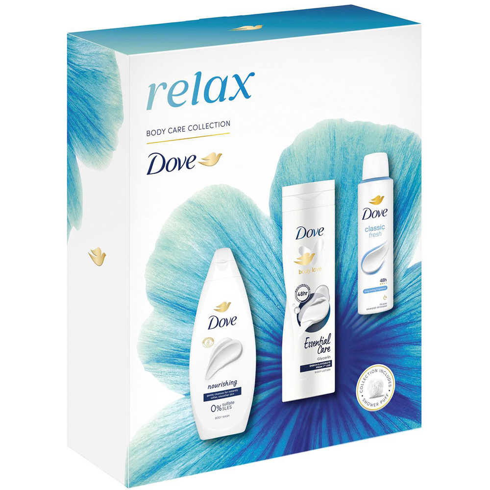Dove Relax Trio Gift Set with Shower Puff 3 Pack Image 4