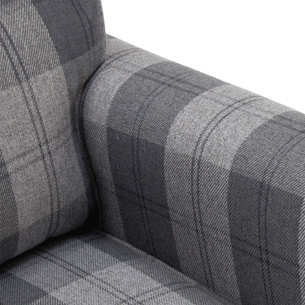 Living and Home Grey and Black Checkered Linen Upholstered Adjustable Recliner Chair Image 6