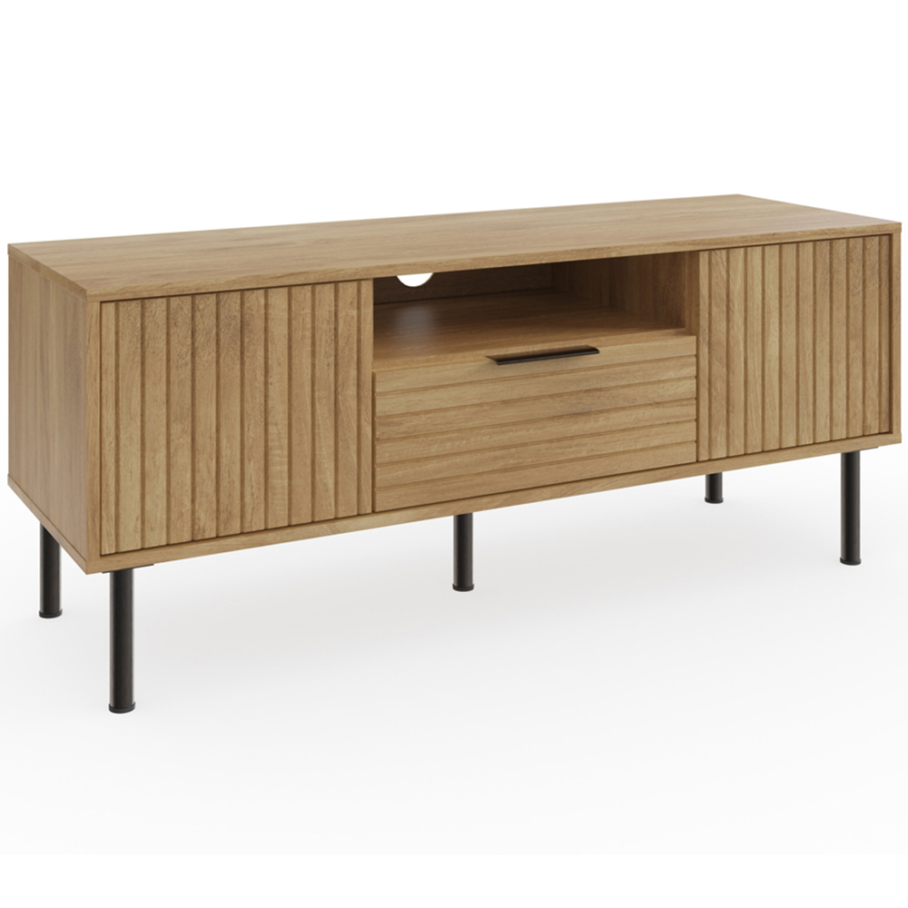 GFW Nervata Single Drawer 2 Door Oak TV Unit Image 2