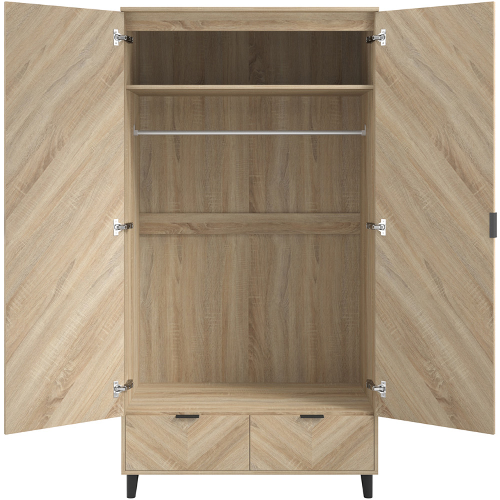 Stockholm Chevron 2 Door 2 Drawer Sonoma Oak Wardrobe Image 6