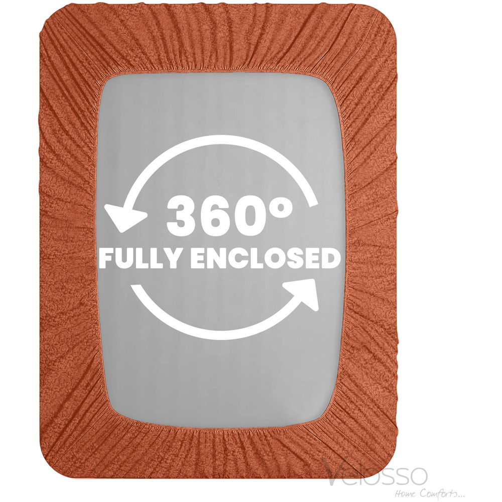 Velosso Super King Size Rust Teddy Fleece Fitted Sheet Image 3