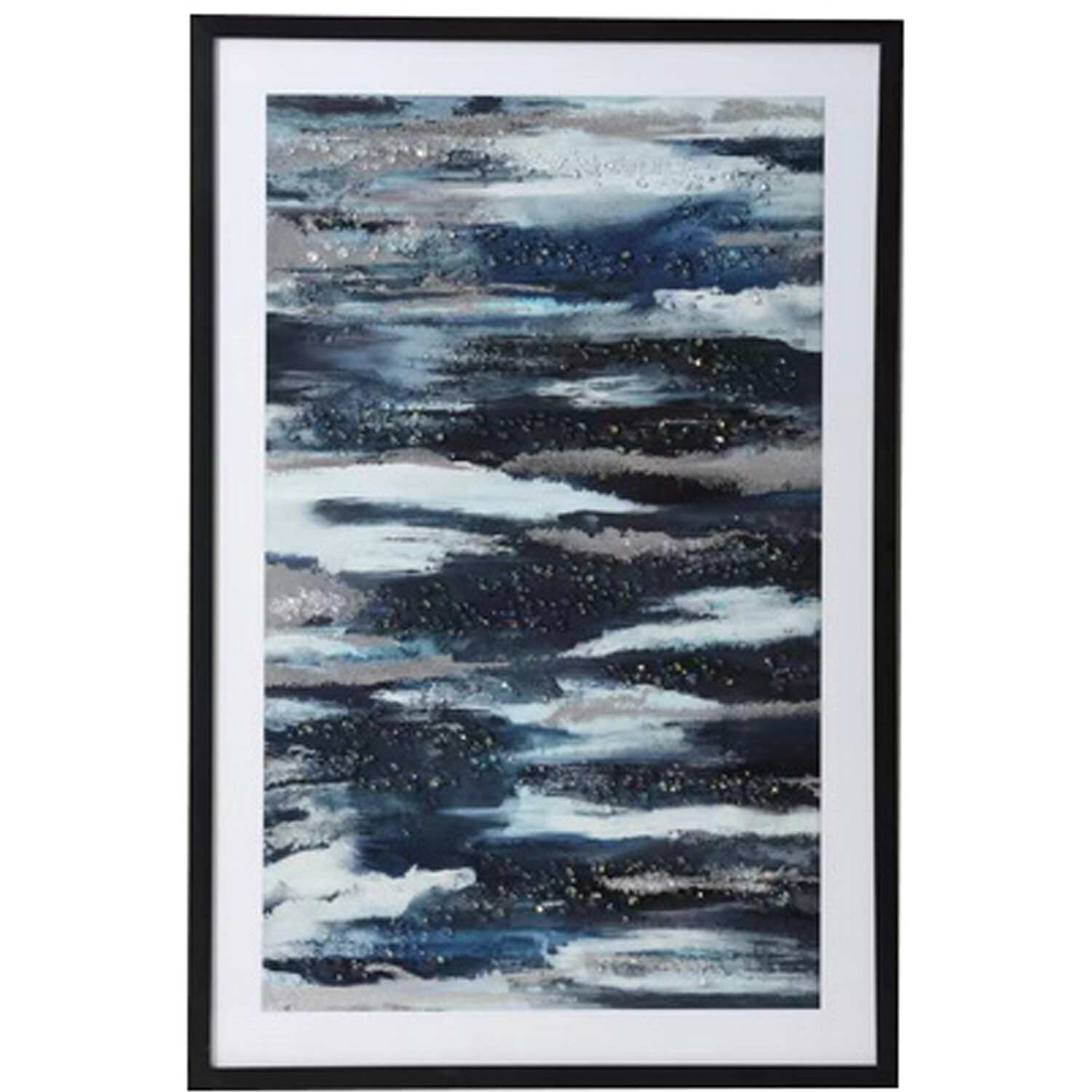Dark Blue Jewelled Framed Art - Dark Blue Image 1