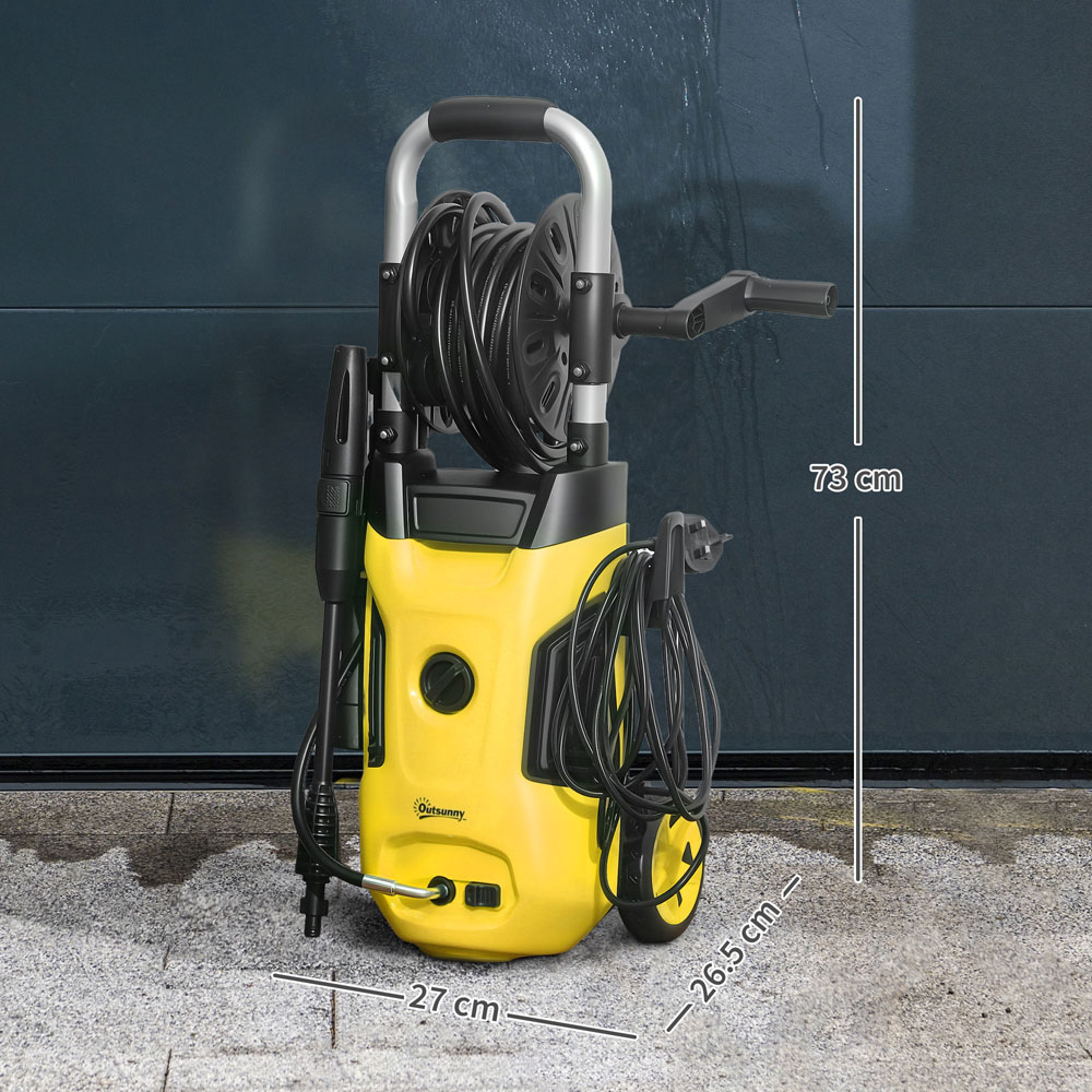 Outsunny 1800W Yellow Pressure Power Washer with 6m Hose and Hose Reel 150Bar Image 7