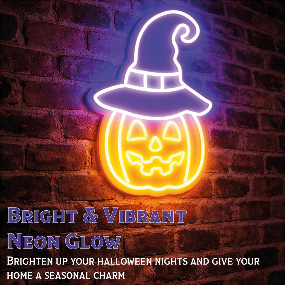 FXLab Pumpkin Silhouette Neon Light Indoor Halloween Decoration 26 x 38cm Image 3