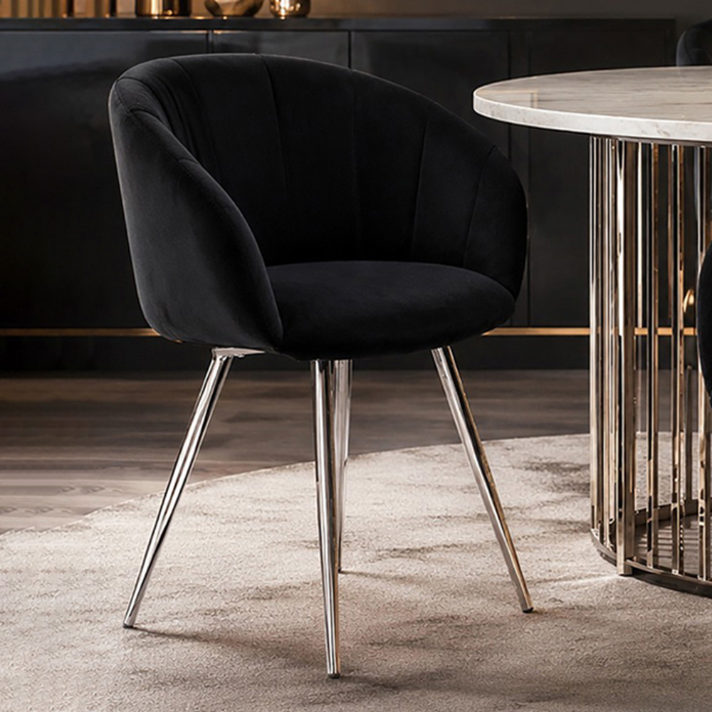 Premier Housewares Vogue Black and Silver Velvet Chair Image 1