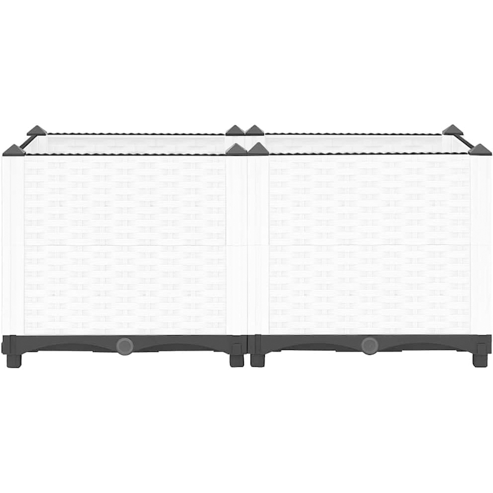 vidaXL White Plastic Rattan Raised Garden Bed 38 x 80 x 40cm Image 4