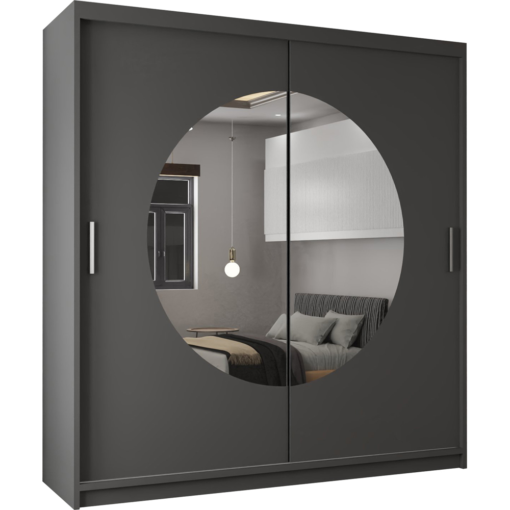 Sliding Wardrobes 4U Moon 2 Door Grey Mirrored Wardrobe 150cm Image 2