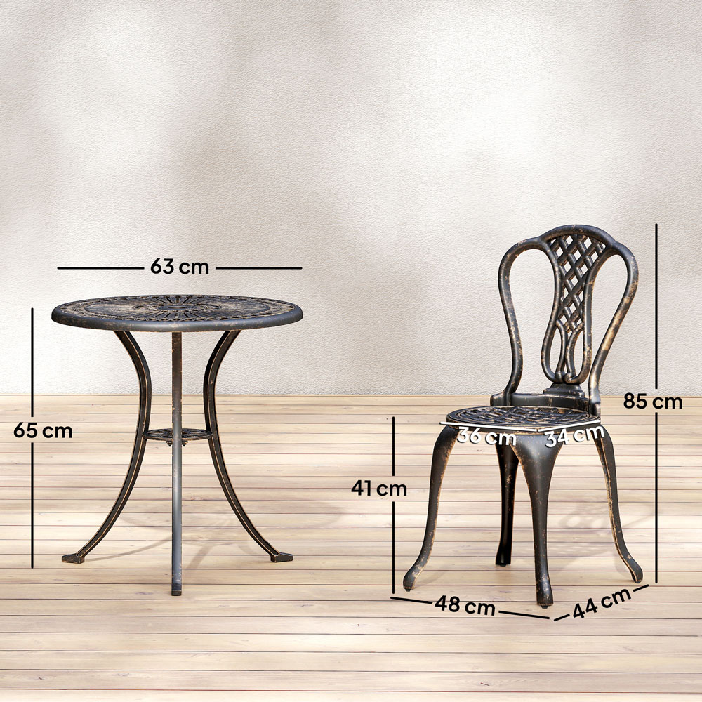 Outsunny 2 Seater Aluminium Brown Garden Bistro Set Image 8