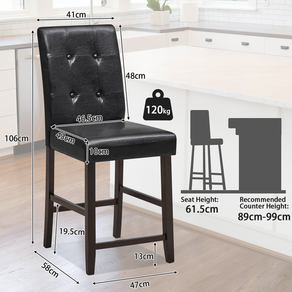 Costway Padded Bar Stool Set of 2 Image 6