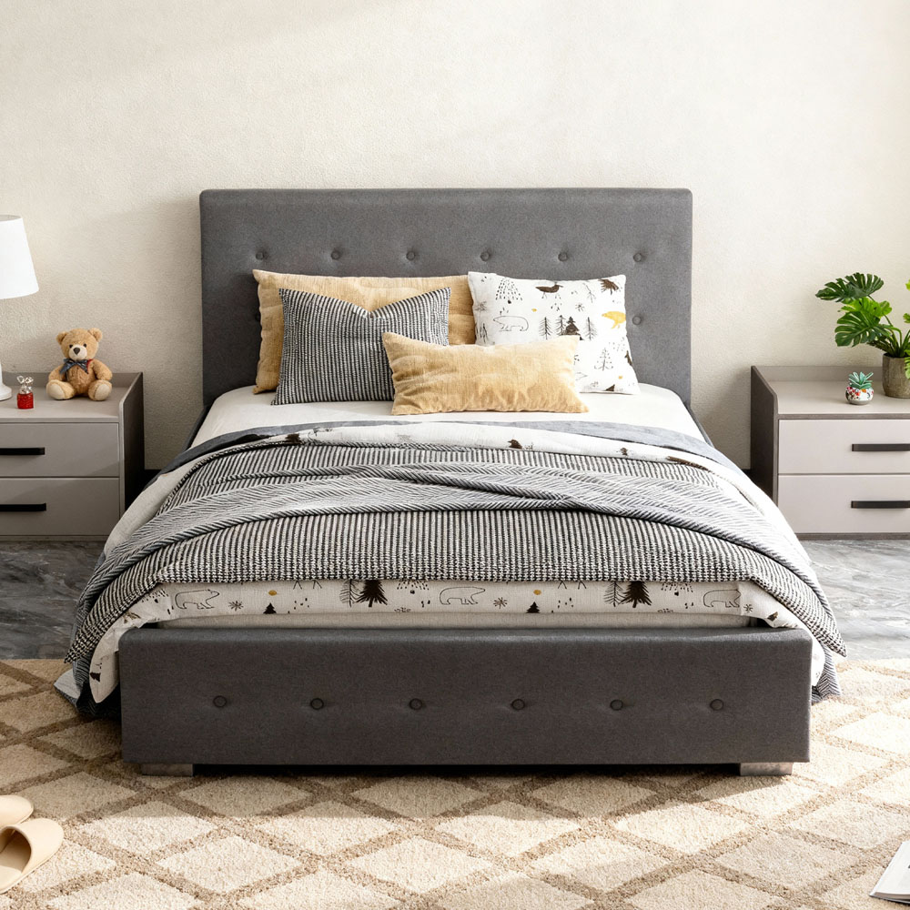 Brooklyn King Size Grey Fabric Ottoman Storage Bed Image 2