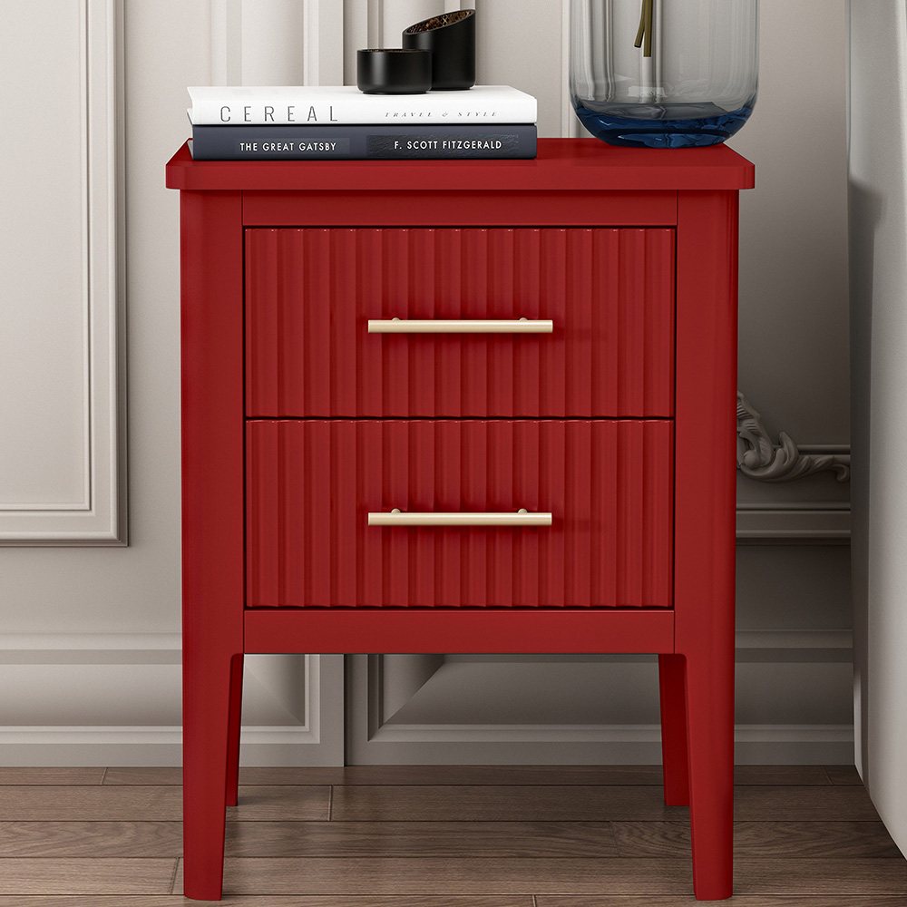 Palau 2 Drawer Red Bedside Table Image 1