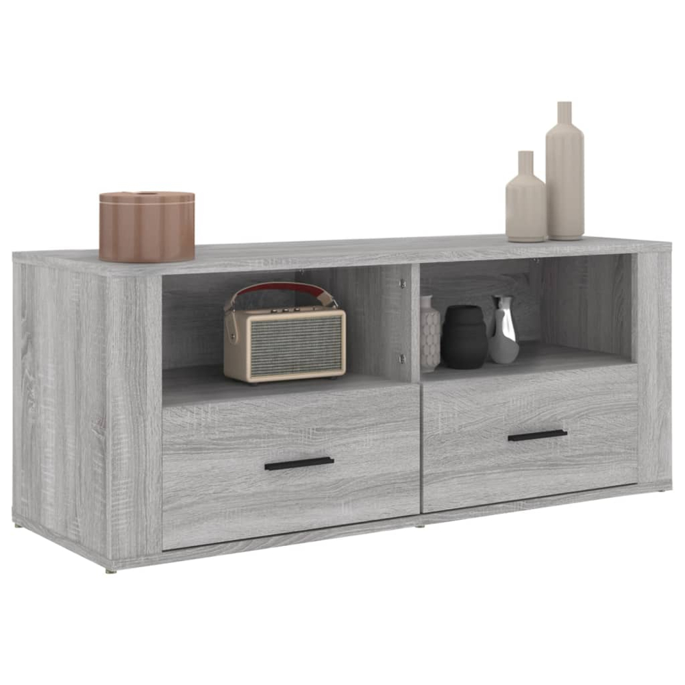 vidaXL 2 Drawer 2 Shelf Grey Sonoma TV Cabinet Image 4