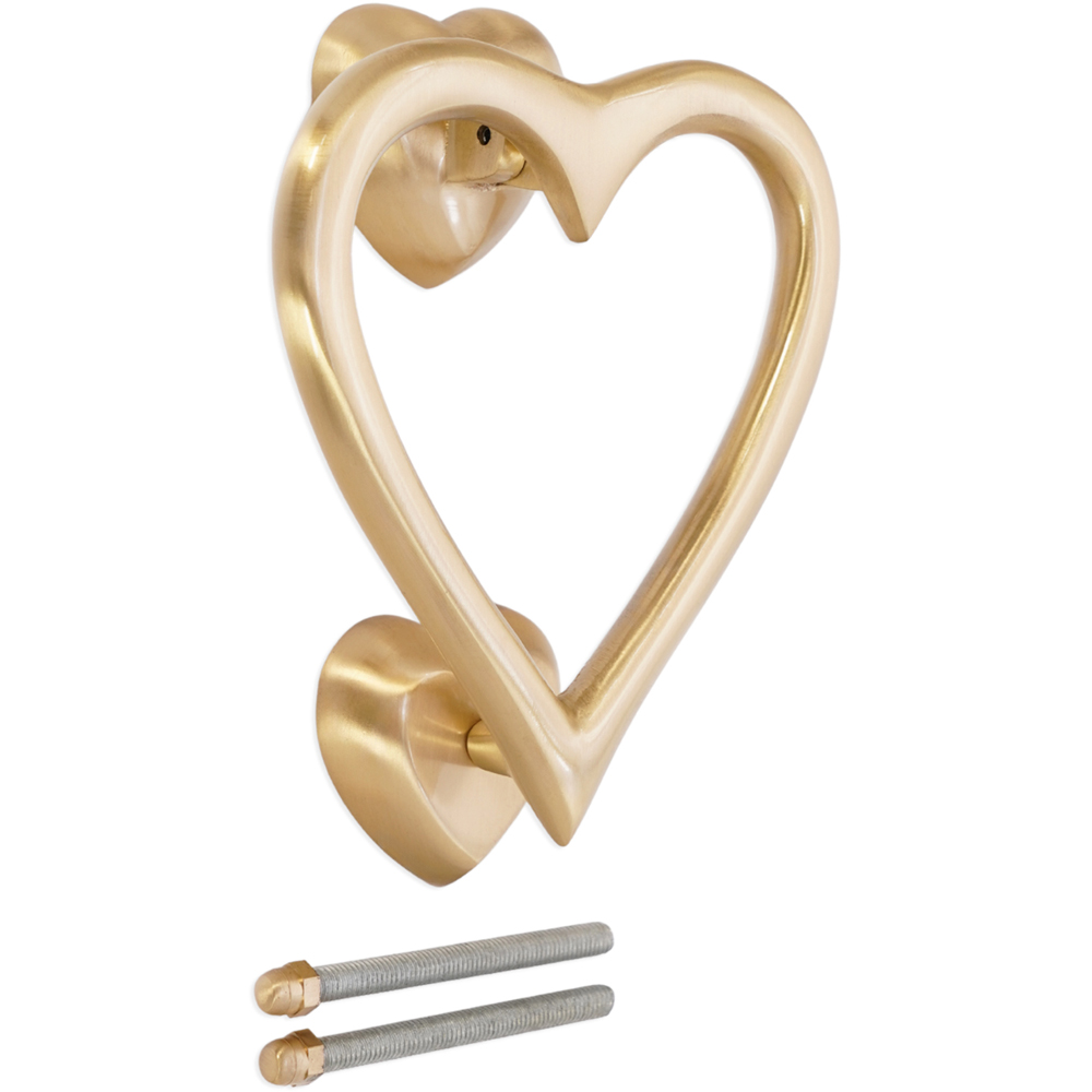 Spira Brass Satin Brass Heart Door Knocker Image 4