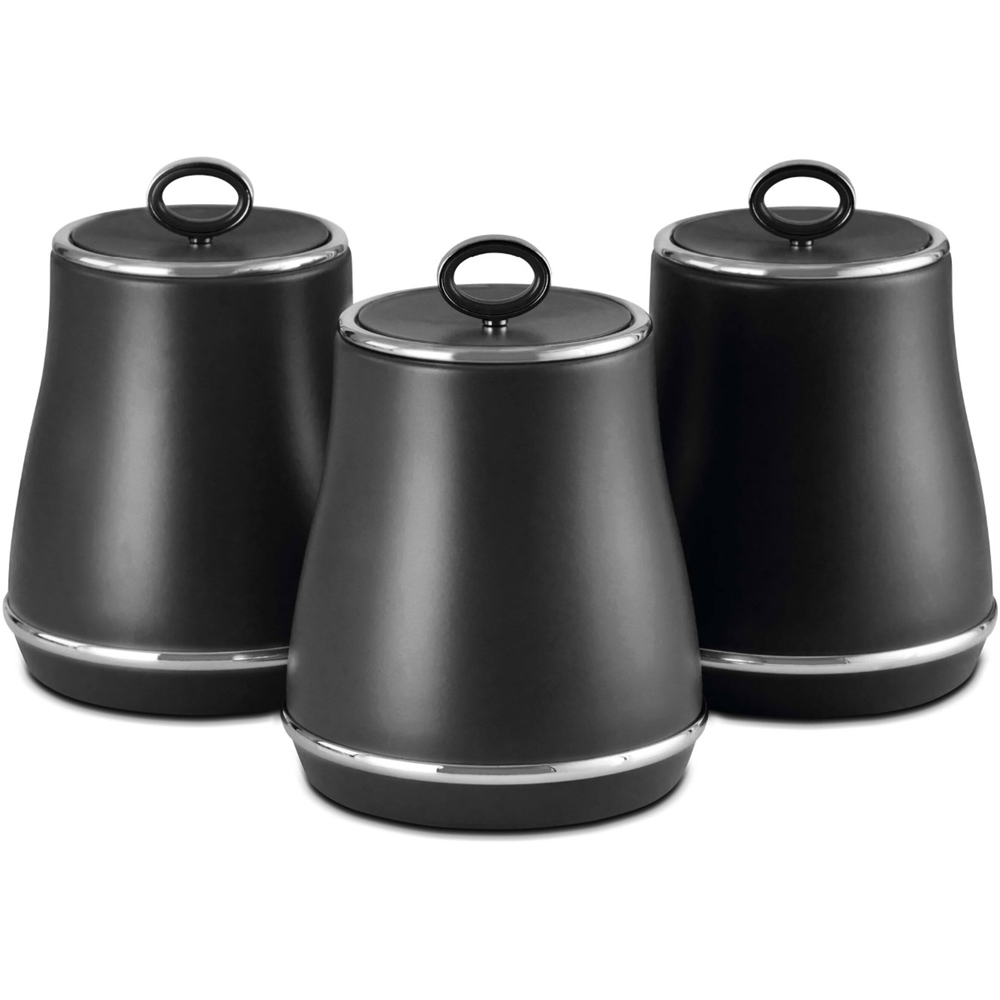 Tower Renaissance 3 Piece Black and Chrome Canisters Set Image 1