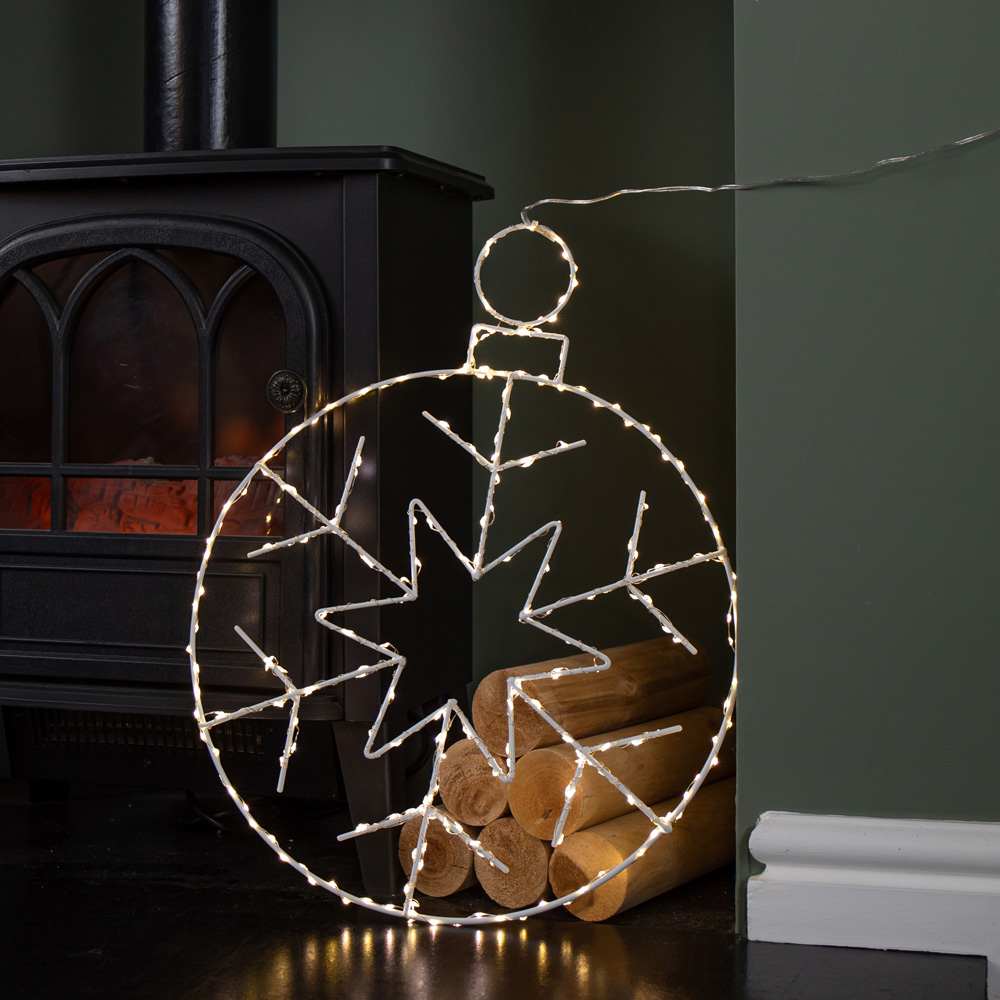 Samuel Alexander Warm White LED Light Up Snowflake Bauble Hanging Christmas Decoration Image 4