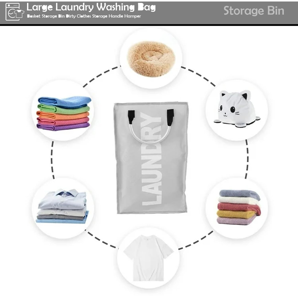 ATEK Light Grey Collapsible Laundry Basket Image 3