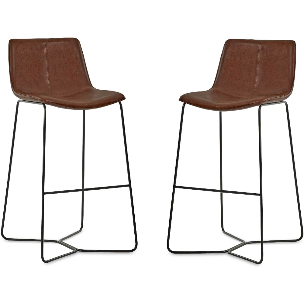 Julian Bowen Joren Set of 2 Tan Brown PU Leather Bar Stool Image 2
