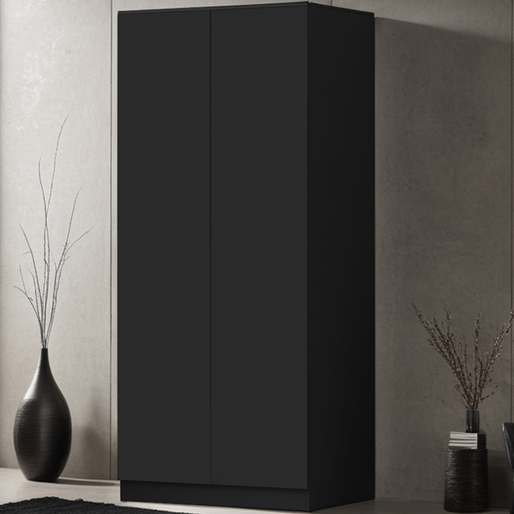 FWStyle Stora 2 Door Matt Black Wardrobe Image 1