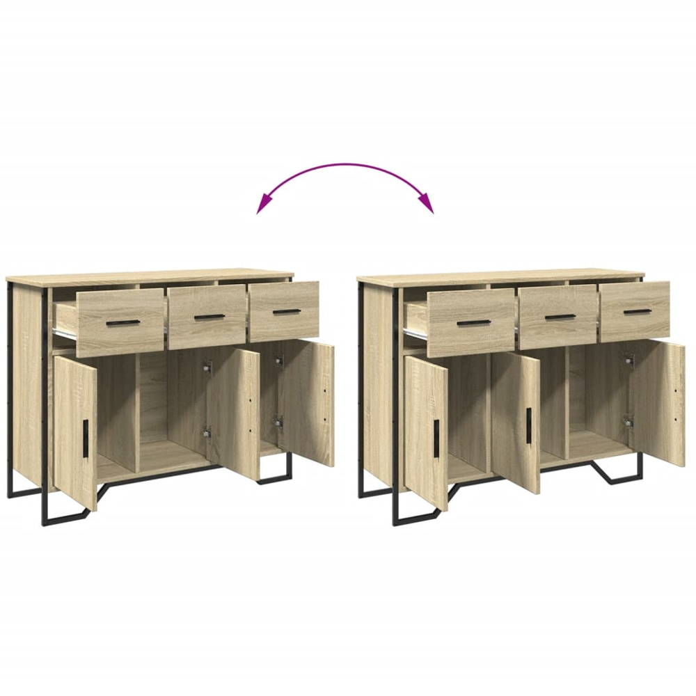 vidaXL 3 Door 3 Drawer Sonoma Oak Large Sideboard Image 8