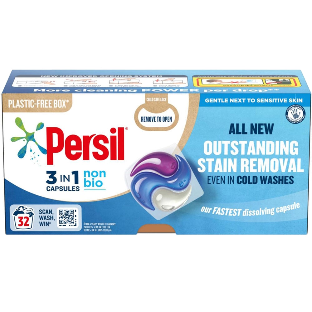 Persil 3 in 1 Non Bio Washing Capsules 32 Washes 675.2g Image 1