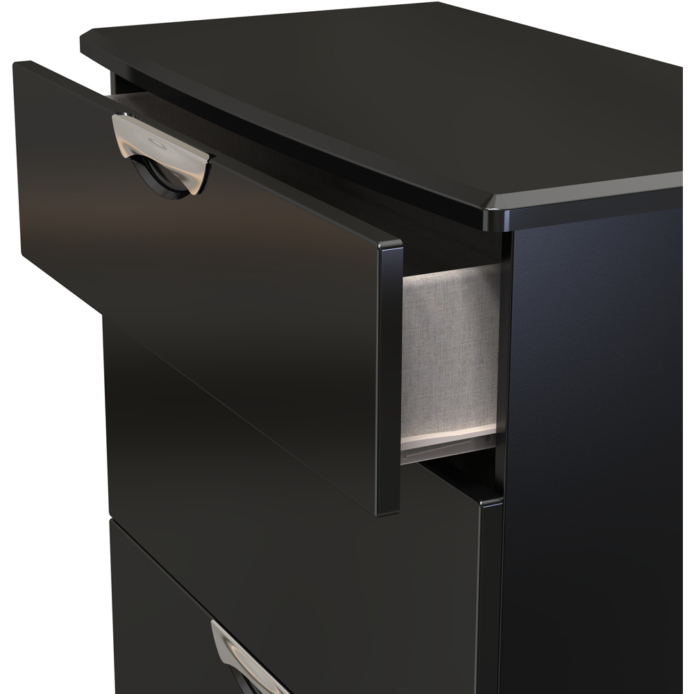 Crowndale Camden 3 Drawer Black Gloss and Black Deep Chest of Drawers Ready Assembled Image 6