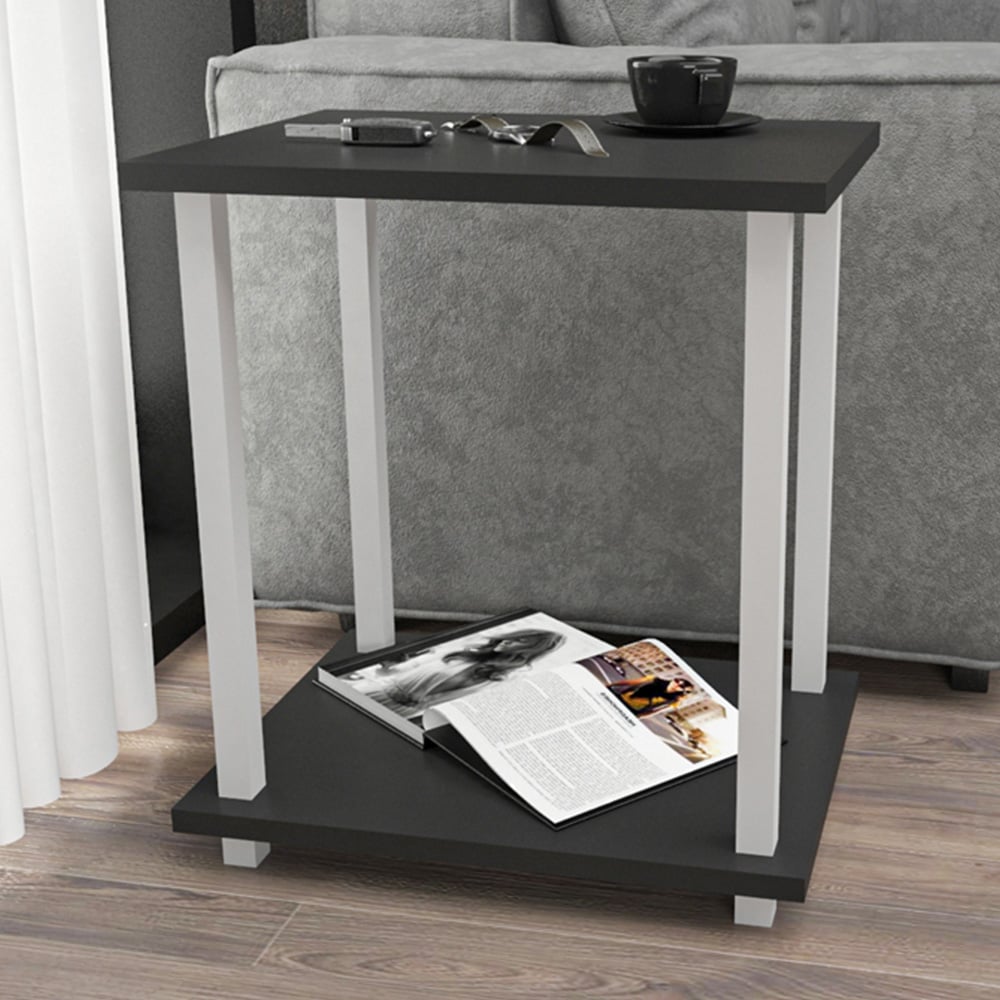 Decorotika Gurnee White and Anthracite Side Table Image 1