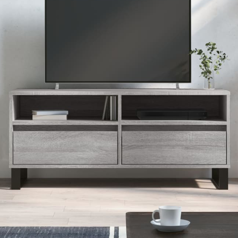 vidaXL 2 Door 2 Shelf Grey Sonoma TV Cabinet Image 1