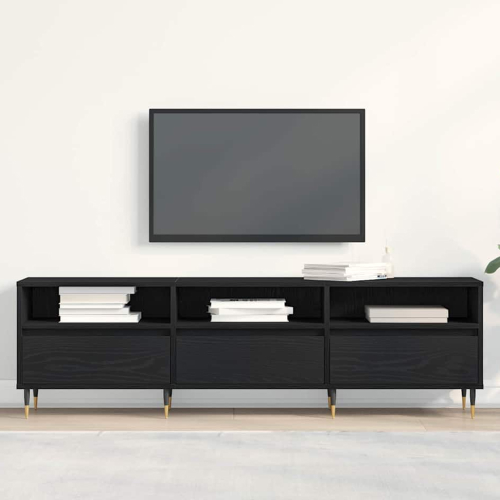 vidaXL 3 Door 3 Shelf Black Oak TV Cabinet Image 1