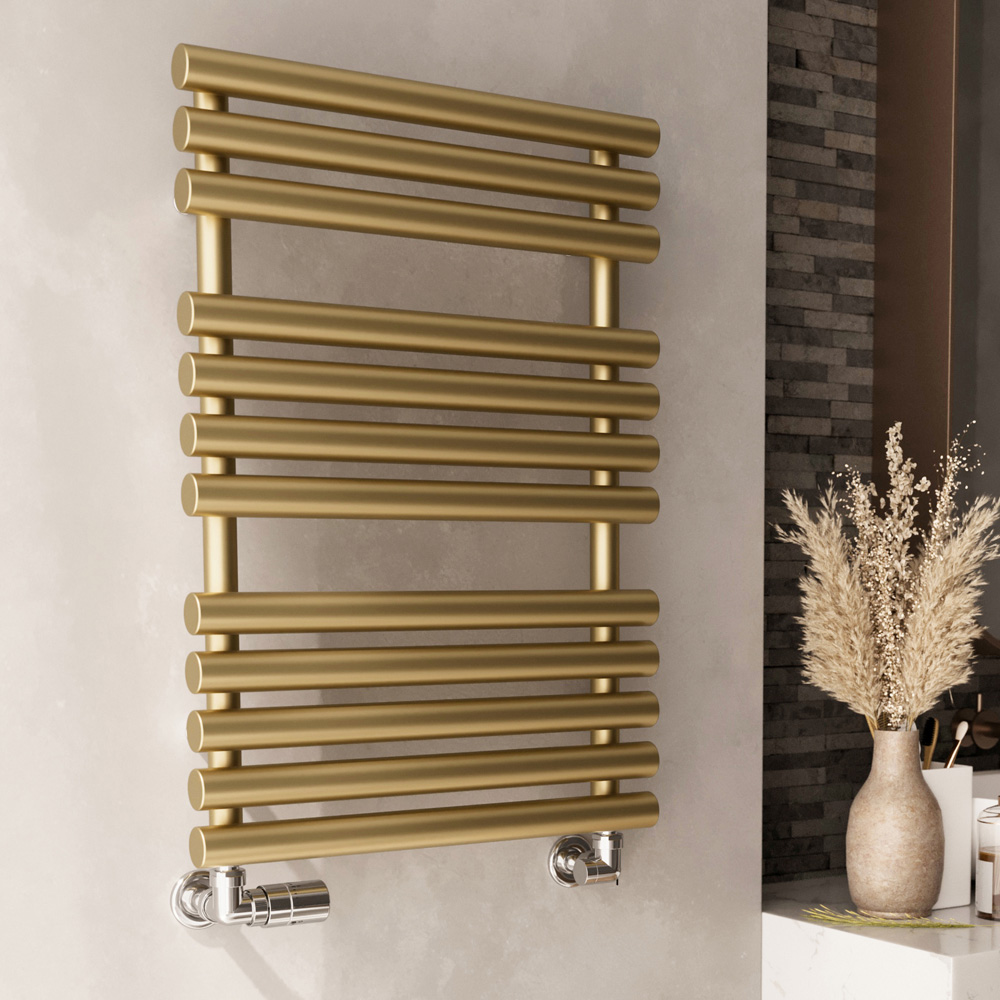 Terma Rolo Towel 1592BTU Brass Heated Towel Rail 755 x 520mm Image 2