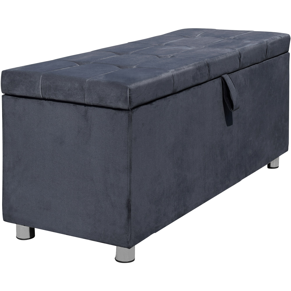 Brooklyn Grey Plush Velvet Ottoman Blanket Box Image 2