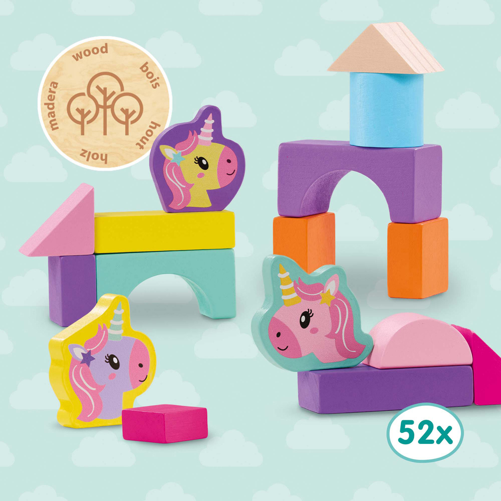 SES Creative Tiny Talents 52-Piece Unicorn Wooden Building Blocks Set Image 4