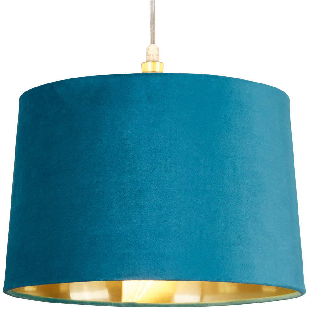 Lighting Collection Posner Teal Velvet Tapered Drum Lamp Shade 30cm Image 3