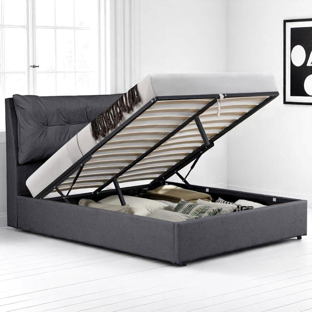 OAT Home Prestbury Double Charcoal Grey Ottoman Bed Image 8