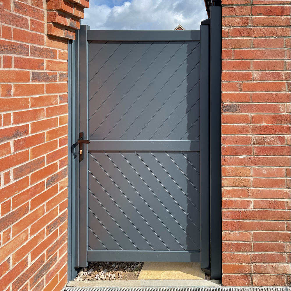 Readymade Gates Anthracite Grey Aluminium Diagonal Infill Pedestrian Gate 2000 x 1000mm Image 2