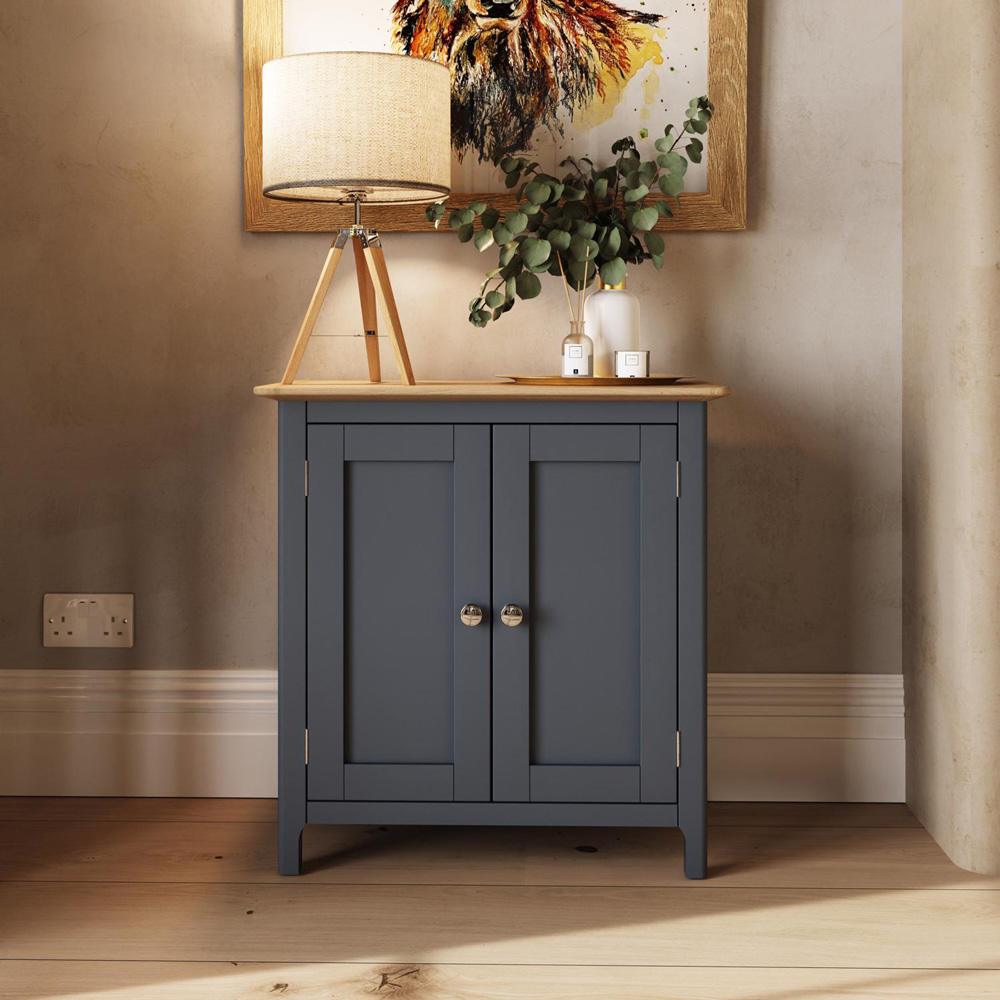 FWStyle Taberno 2 Door Graphite Blue and Oak Compact Sideboard Image 7