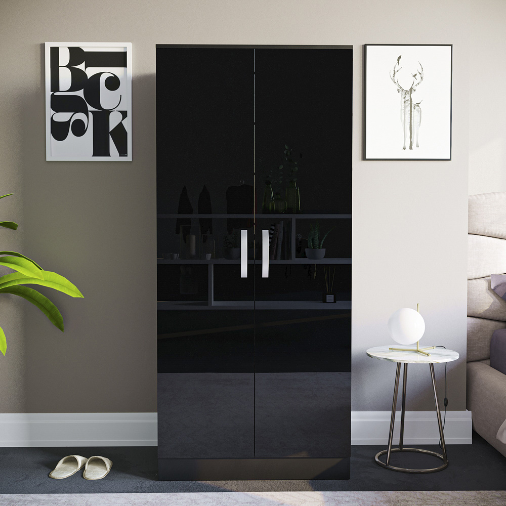 Vida Designs Hulio 2 Door Black Wardrobe Image 8
