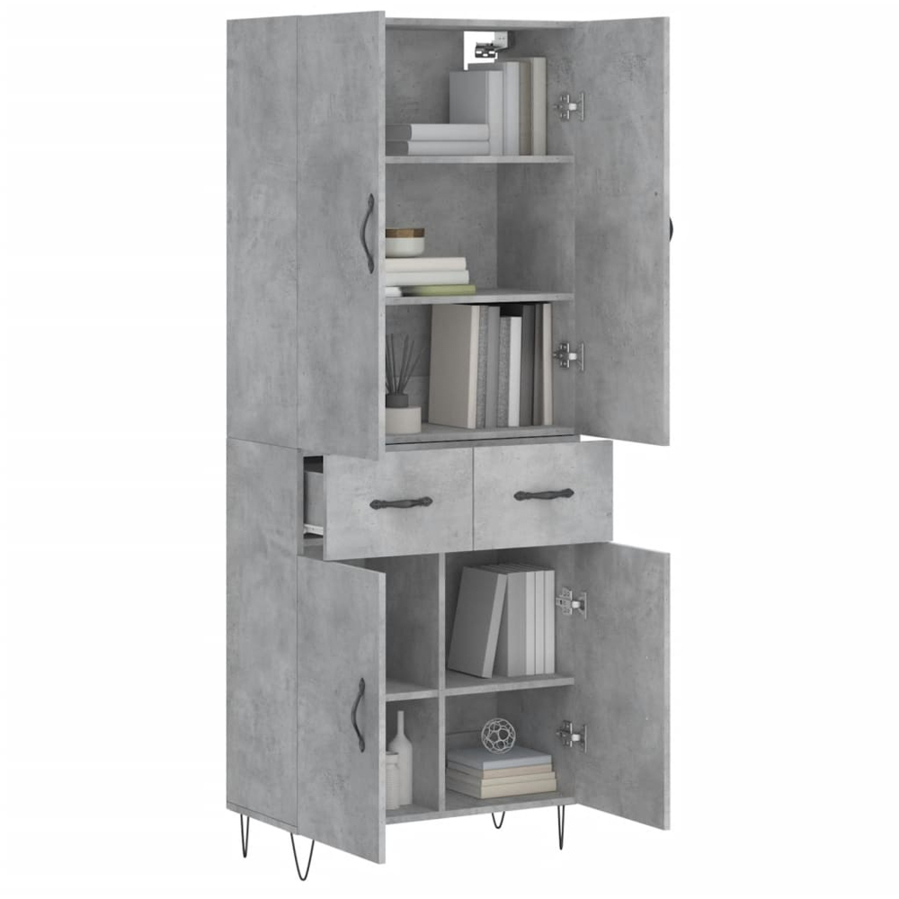 vidaXL 4 Door 2 Drawer Concrete Grey Highboard Image 3