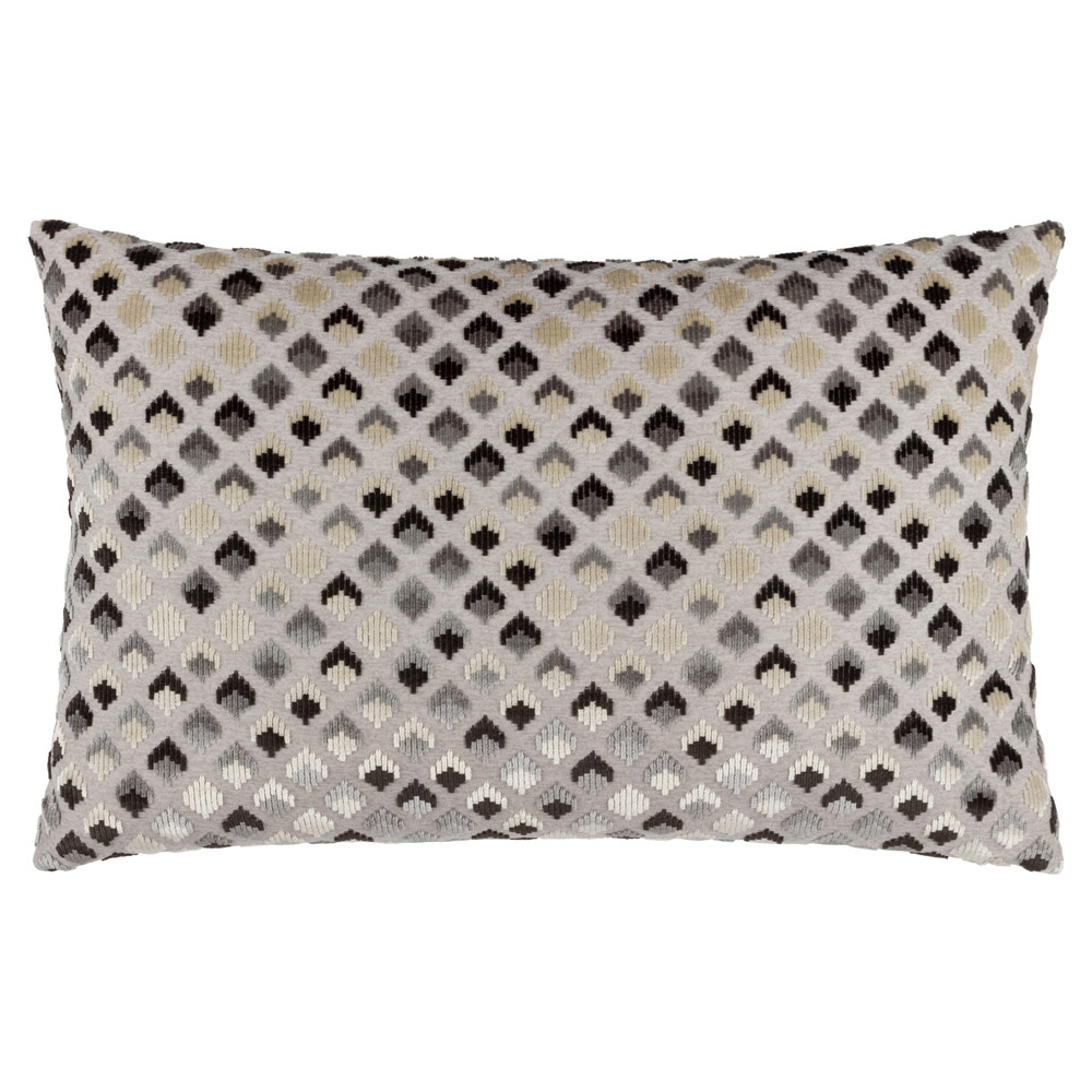 Paoletti Lexington Grey and Black Velvet Jacquard Cushion Image 1