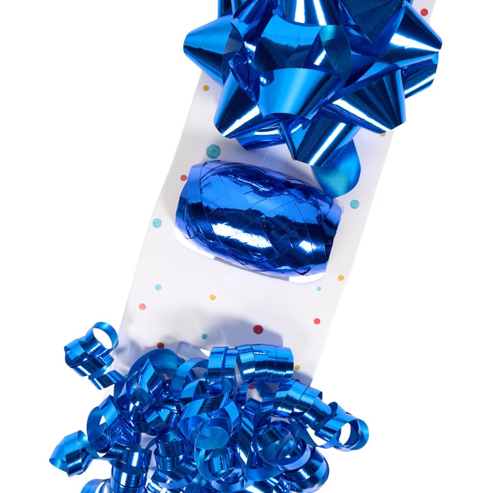 Blue Metallic Star Bow with Ribbon Image 2