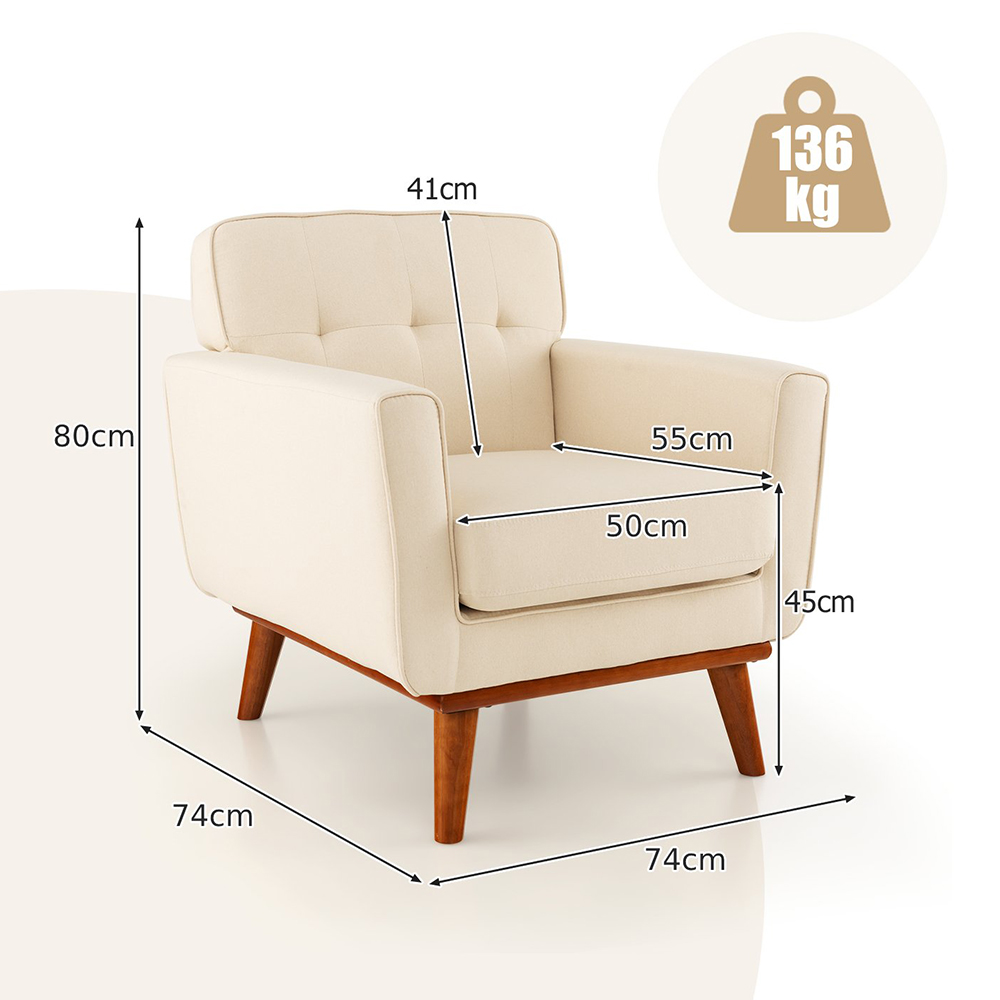 Costway Beige Padded Accent Armchair Image 9