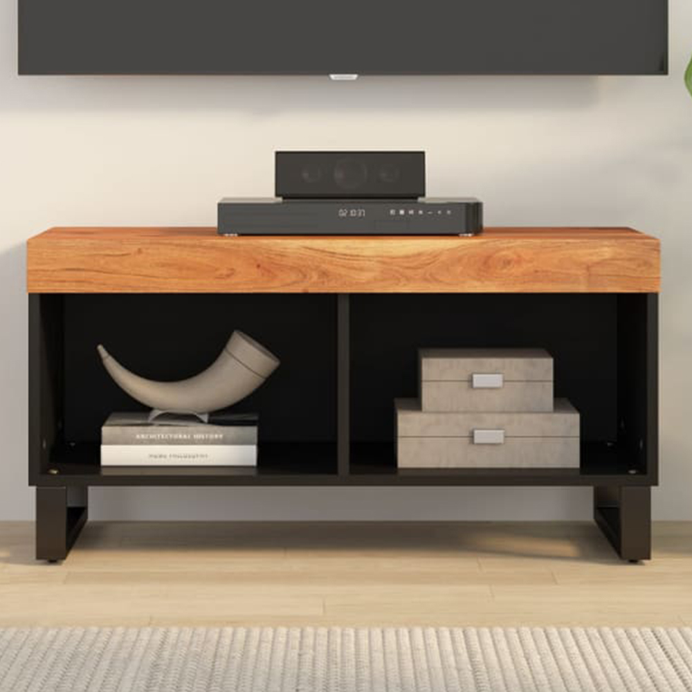 vidaXL 2 Open Shelf Brown Solid Wood Acacia TV Cabinet Image 1