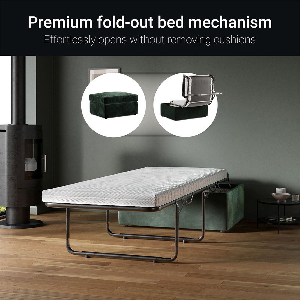 Jay-Be Bottle Green Luxe Velvet Fold-Out Footstool Bed with Comfort Mattress Image 4