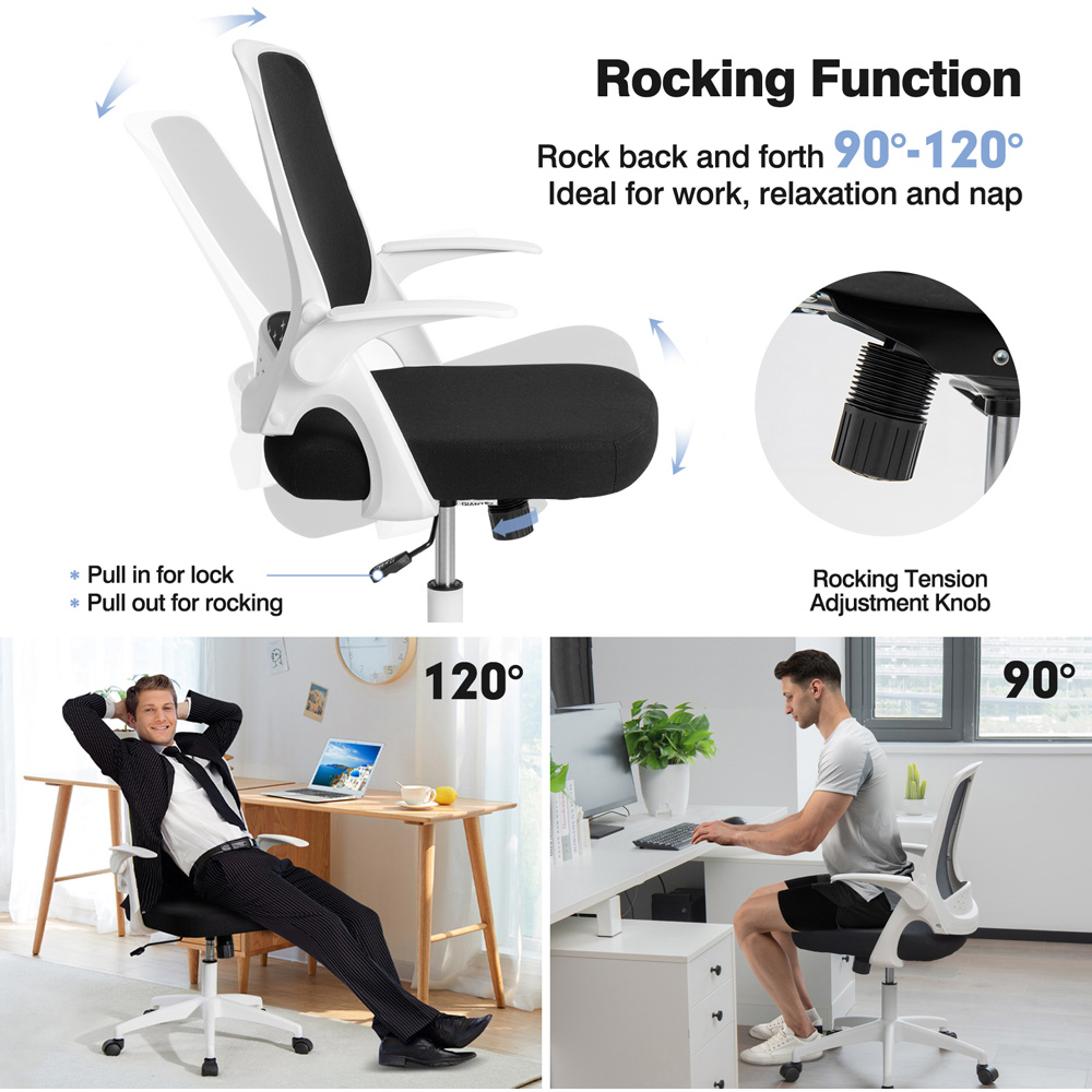 Costway White Adjustable Ergonomic Swivel Office Chair Image 5
