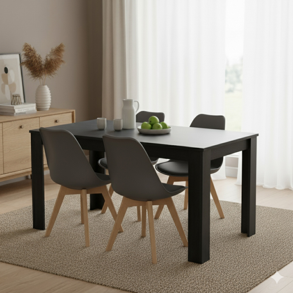 Kosy Koala 4 Seater Plastic Wooden Dining Set Dark Grey Image 5