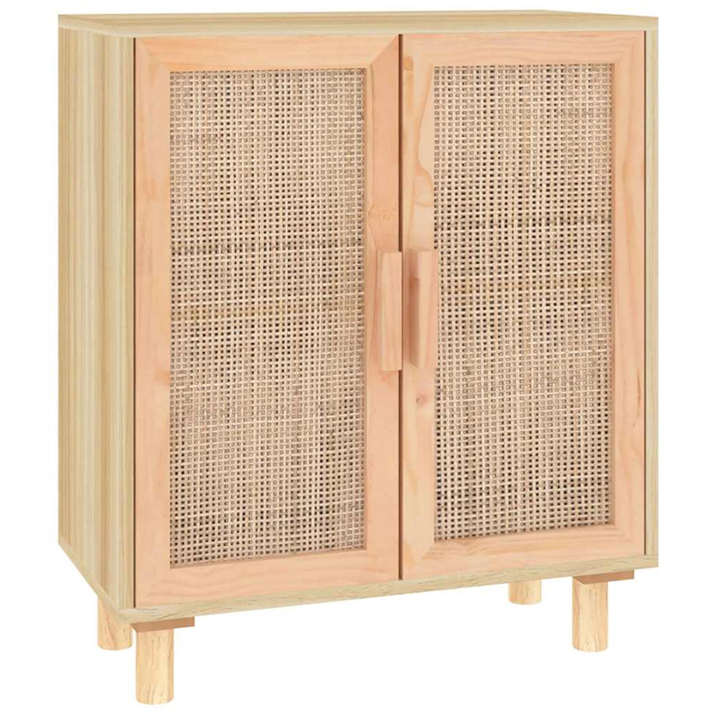 vidaXL 2 Rattan Door Natural Pine Wood Sideboard Image 2