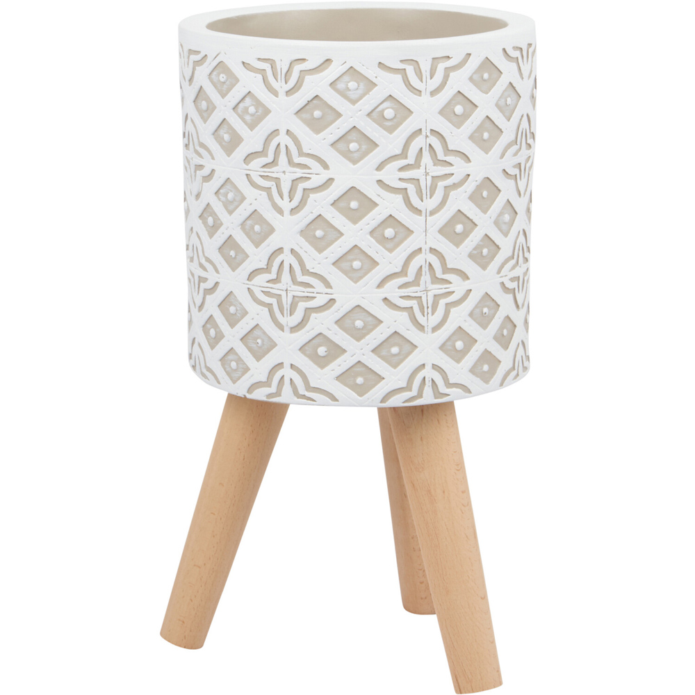 Taupe Tile Print Planter - Taupe Image 1