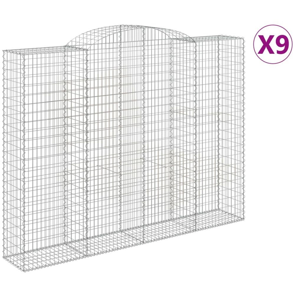 vidaXL Silver Galvanised Iron Arched Gabion Basket 300 x 50 x 220/240cm 9 Pack Image 2
